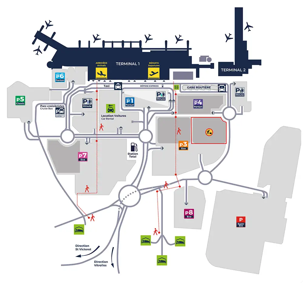[Translate to English:] plan parkings aéroport marseille